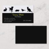 黒い動物はペットの世話の名刺のシルエットを描きます 名刺 (正面/裏面)