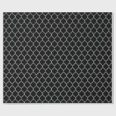 黒い包装紙のモロッコのクローバーの白 ラッピングペーパー (フラット)