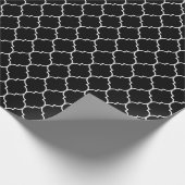 黒い包装紙のモロッコのクローバーの白 ラッピングペーパー (角)