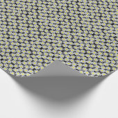 黒い包装紙の白いデイジーパターン ラッピングペーパー (角)