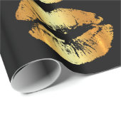 黒い包装紙の贅沢な金唇のキス ラッピングペーパー (ロールコーナー)