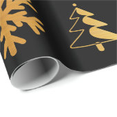 黒い包装紙の金クリスマスの姿 ラッピングペーパー (ロールコーナー)