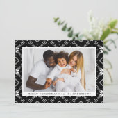 黒い北欧のスノーフレーク・パターン写真 シーズンカード (スタンド正面)