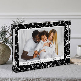 黒い北欧のスノーフレーク・パターン フォトブロック