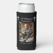 黒い十字架と詩の写真メモリアル スリム缶クーラー (Seltzer正面)