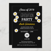 黒い卒業の招待状のデイジー 招待状 (正面/裏面)