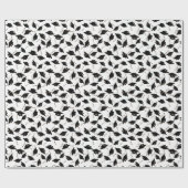 黒い卒業キャップが宙に舞い上がる白 ラッピングペーパー (フラット)