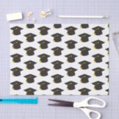 黒い卒業キャップと白い背景ギフト 薄葉紙 (クラフト)