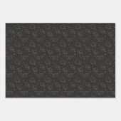 黒い卒業キャップトス ラッピングペーパーシート (正面2)