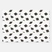 黒い卒業キャップトス ラッピングペーパーシート (正面)