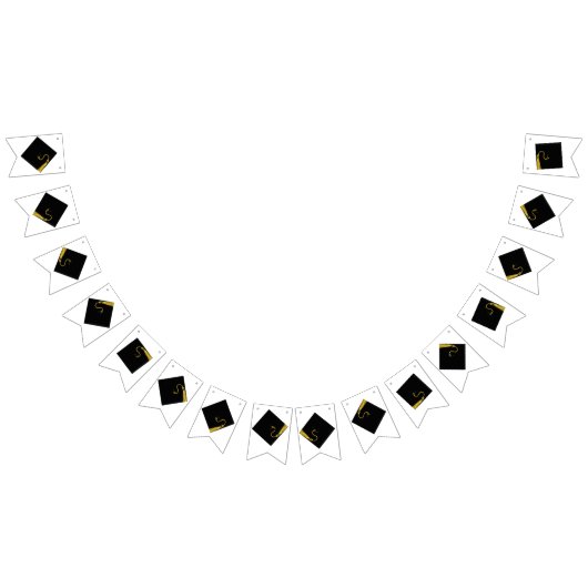 黒い卒業キャップ バンティングフラッグ (全)