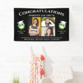 黒い卒業パーソナライズされた旗と写真 横断幕 (インサイチュ)