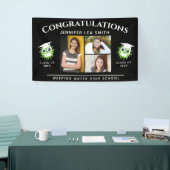 黒い卒業パーソナライズされた旗と写真 横断幕 (トレードショー)