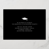 黒い卒業写真はっきりしたタイポグラフィ実在金ゴールド 箔招待状 (裏面)