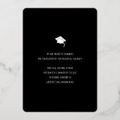 黒い卒業写真はっきりしたタイポグラフィ実在金ゴールド 箔招待状 (裏面)