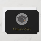 黒い卒業帽 学士20xx年 卒業パーティー 招待状 (正面)
