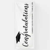 黒い卒業生の帽子の卒業のお祝い 横断幕 (縦)