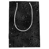 黒い単色の光の背景 ミディアムペーパーバッグ (正面)