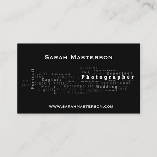 黒い印刷のカメラマンの名刺 名刺 (正面)
