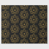 黒い原子記号の黄色 ラッピングペーパー (フラット)