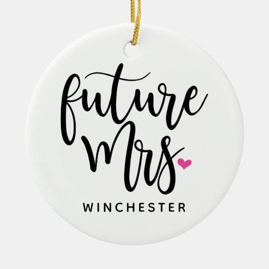 黒い原稿の未来の夫人(名前) セラミックオーナメント (正面)