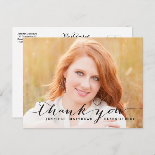 黒い原稿|の卒業は郵便はがき感謝していしています ポストカード (正面/裏面)