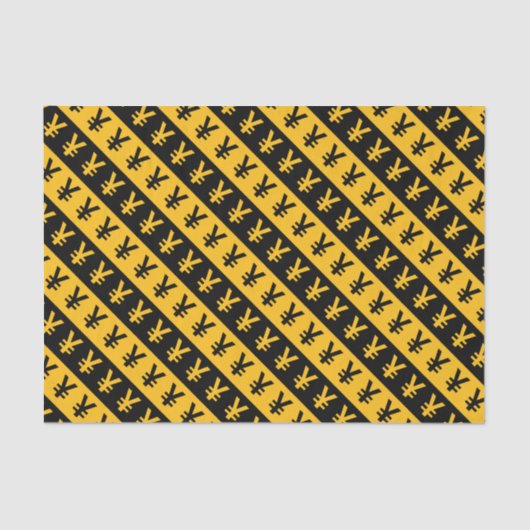 黒い及びオレンジ円記号(¥)の縞模様 薄葉紙 (正面)