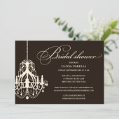 黒い及びクリーム色のシャンデリア%PIPE%のブライダルシャワーの招待 招待状 (スタンド正面)