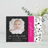 黒い及びショッキングピンクの誕生の発表 案内状 (スタンド正面)