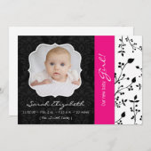 黒い及びショッキングピンクの誕生の発表 案内状 (正面/裏面)