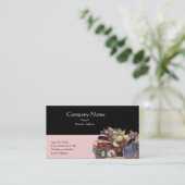 黒い及びピンクのアンティークまたはヴィンテージのデザインの名刺 名刺 (スタンド正面)