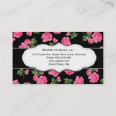 黒い及びピンクのバラの花いっぱいの名刺 名刺 (裏面)