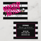 黒い及びピンクのメーキャップアーティスト 名刺 (正面/裏面)