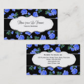 黒い及び濃紺の花模様の名刺 名刺 (正面/裏面)