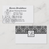 黒い及び灰色のダマスク織のインテリア・デザインの名刺 名刺 (正面/裏面)