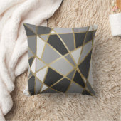 黒い及び灰色のモダンなGeoの金ゴールドの三角形 クッション (ブランケット)