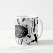黒い及び灰色の毛及び美しい コーヒーマグカップ (正面右)