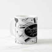 黒い及び灰色の毛及び美しい コーヒーマグカップ (正面左)