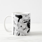黒い及び灰色の毛及び美しい コーヒーマグカップ (左)