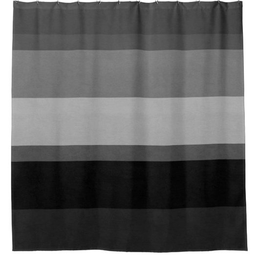 黒い及び灰色の洗練されたストライプのなシャワー・カーテン シャワーカーテン (正面)