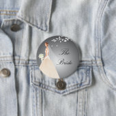 黒い及び灰色の花嫁のブライダルパーティボタン 缶バッジ (インサイチュ)