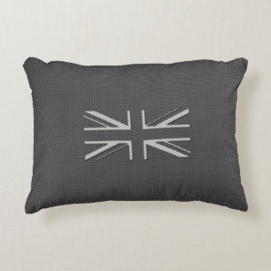 黒い及び灰色カーボン繊維のイギリスの旗の英国国旗 アクセントクッション