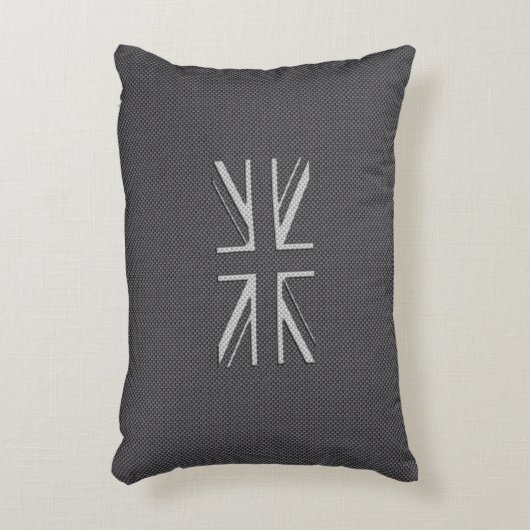 黒い及び灰色カーボン繊維のイギリスの旗の英国国旗 アクセントクッション (正面(垂直))