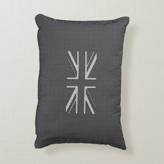 黒い及び灰色カーボン繊維のイギリスの旗の英国国旗 アクセントクッション (裏面(縦))