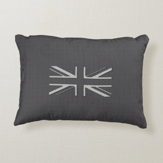 黒い及び灰色カーボン繊維のイギリスの旗の英国国旗 アクセントクッション (裏面)