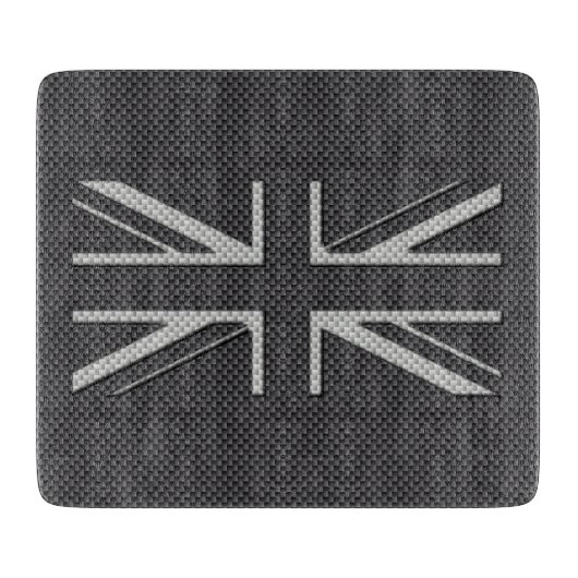 黒い及び灰色カーボン繊維のイギリスの旗の英国国旗 カッティングボード (正面)
