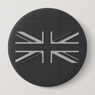 黒い及び灰色カーボン繊維のイギリスの旗の英国国旗 缶バッジ