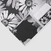 黒い及び白い花のコラージュ 薄葉紙 (詳細)