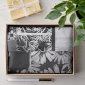 黒い及び白い花のコラージュ 薄葉紙 (ギフト)