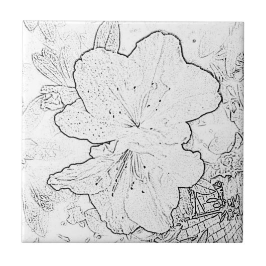 黒い及び白い花のタイル タイル (正面)